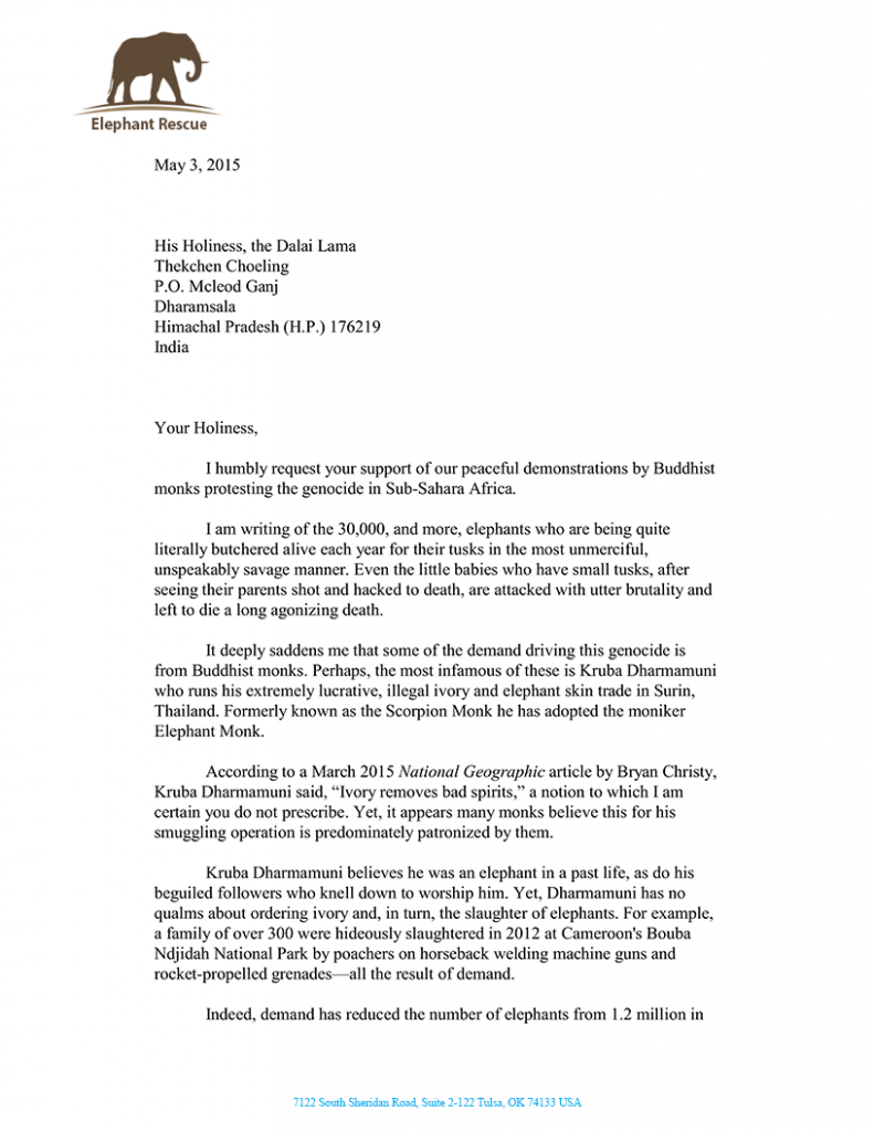 Letter to the Dalai Lama pg1